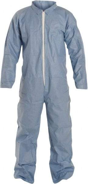 Dupont - Size M FR Disposable Flame Resistant/Retardant Coveralls - Blue, Zipper Closure, Open Cuffs, Open Ankles, Serged Seams - Apex Tool & Supply