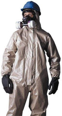 Dupont - Size 3XL Hazmat Chemical Resistant Coveralls - Tan, Zipper Closure, Elastic Cuffs, Open Ankles, Taped Seams - Apex Tool & Supply