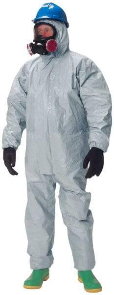 Dupont - Size 3XL Hazmat Chemical Resistant Coveralls - Gray, Zipper Closure, Elastic Cuffs, Elastic Ankles, Taped Seams - Apex Tool & Supply