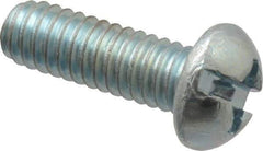Value Collection - #8-32 UNC, 1/2" Length Under Head Slotted/Phillips Drive Machine Screw - Round Head, Grade 2 Steel, Zinc-Plated Finish, Without Washer - Apex Tool & Supply