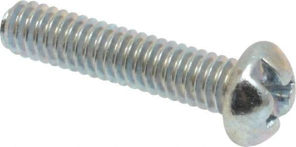 Made in USA - #8-32 UNC, 3/4" Length Under Head Slotted/Phillips Drive Machine Screw - Round Head, Grade J82 Steel, Zinc-Plated Finish, Without Washer - Apex Tool & Supply