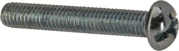 Made in USA - #10-32 UNF, 1-1/4" Length Under Head Slotted/Phillips Drive Machine Screw - Round Head, Grade J82 Steel, Zinc-Plated Finish, Without Washer - Apex Tool & Supply