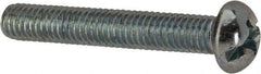 Made in USA - #10-32 UNF, 1-1/4" Length Under Head Slotted/Phillips Drive Machine Screw - Round Head, Grade J82 Steel, Zinc-Plated Finish, Without Washer - Apex Tool & Supply