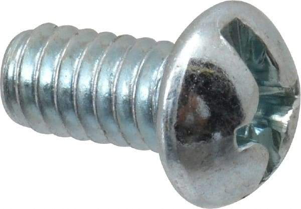 Value Collection - 1/4-20 UNC, 1/2" Length Under Head Slotted/Phillips Drive Machine Screw - Round Head, Grade 2 Steel, Zinc-Plated Finish, Without Washer - Apex Tool & Supply