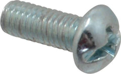 Value Collection - #10-32 UNF, 1/2" Length Under Head Slotted/Phillips Drive Machine Screw - Round Head, Grade J82 Steel, Zinc-Plated Finish, Without Washer - Apex Tool & Supply