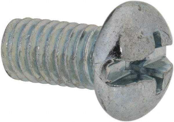 Value Collection - #10-32 UNF, 3/8" Length Under Head Slotted/Phillips Drive Machine Screw - Round Head, Grade 2 Steel, Zinc-Plated Finish, Without Washer - Apex Tool & Supply
