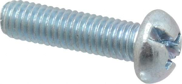 Value Collection - #10-32 UNF, 3/4" Length Under Head Slotted/Phillips Drive Machine Screw - Round Head, Grade J82 Steel, Zinc-Plated Finish, Without Washer - Apex Tool & Supply