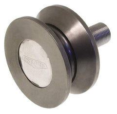 Osborn International - 4-1/2" Roller Diam x 2" Width, 1-1/4" Stud Diam x 2-1/2" Length, V Grooved Concentric Stud - Steel, 1-3/4" Thread Length, 1-1/4-12 Thread, 4-1/2" OAL, 13,700 Lb Dynamic Cap - Apex Tool & Supply