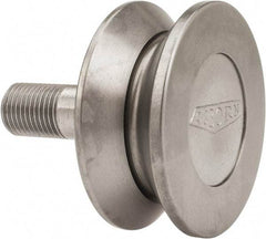 Osborn International - 2" Roller Diam x 27/32" Width, 1/2" Stud Diam x 1-1/4" Length, V Grooved Concentric Stud - Steel, 5/8" Thread Length, 1/2-20 Thread, 2-3/32" OAL, 600 Lb Dynamic Cap - Apex Tool & Supply