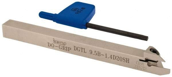 Iscar - 0.055" Min Groove Width, 4.7" OAL, Left Hand Indexable Grooving Cutoff Toolholder - 3/8" Shank Height x 3/8" Shank Width, DG. 14.. Insert Style, DGT Toolholder Style, Series Do Grip - Apex Tool & Supply