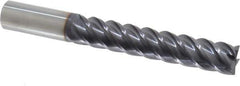 Niagara Cutter - 3/4", 4" LOC, 3/4" Shank Diam, 6" OAL, 5 Flute, Solid Carbide Square End Mill - Single End, TiAlN Finish, Spiral Flute, 45° Helix, Centercutting, Right Hand Cut, Right Hand Flute, Series S545 - Apex Tool & Supply