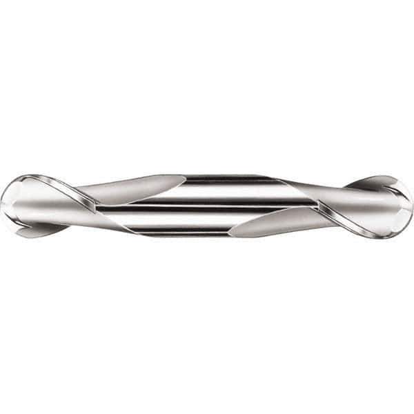 SGS - 9mm Diam, 14mm LOC, 2 Flute Solid Carbide Ball End Mill - Uncoated, Double End, 75mm OAL, 9mm Shank Diam, Spiral Flute - Apex Tool & Supply