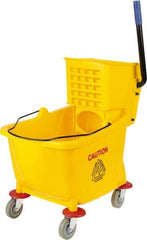 PRO-SOURCE - 31 Qt Plastic Bucket & Wringer - 22" Long x 18-1/2" High x 17" Wide, Yellow - Apex Tool & Supply
