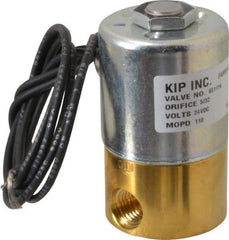 KIP - 1/4" Port, Direct Acting, Brass Solenoid Valve - Normally Closed, 110 Max PSI, Buna-N Seal - Apex Tool & Supply