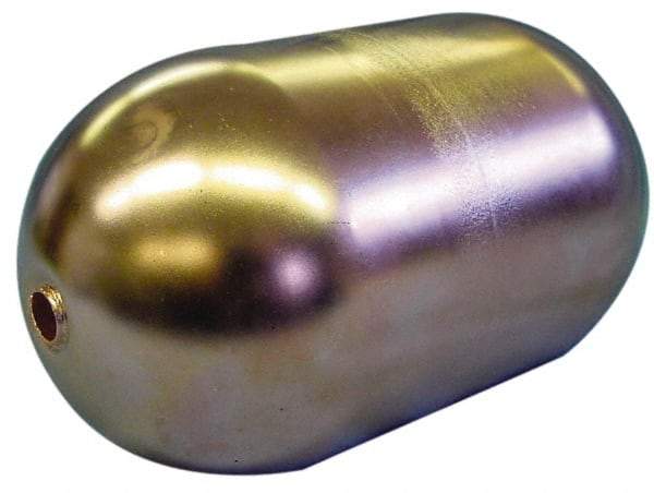 Made in USA - 3" Diam x 7" Long, Oblong, Tubed Through Connection, Metal Float - 3/8" Rod Thread, Copper, 25 Max psi, 20 Gauge - Apex Tool & Supply