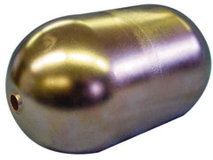 Made in USA - 3" Diam x 7" Long, Oblong, Tubed Through Connection, Metal Float - 3/8" Rod Thread, Copper, 25 Max psi, 20 Gauge - Apex Tool & Supply