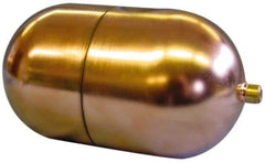 Made in USA - 4" Diam x 7" Long, Oblong, Tubed Through Connection, Metal Float - 1/4" Rod Thread, Copper, 25 Max psi, 23 Gauge - Apex Tool & Supply