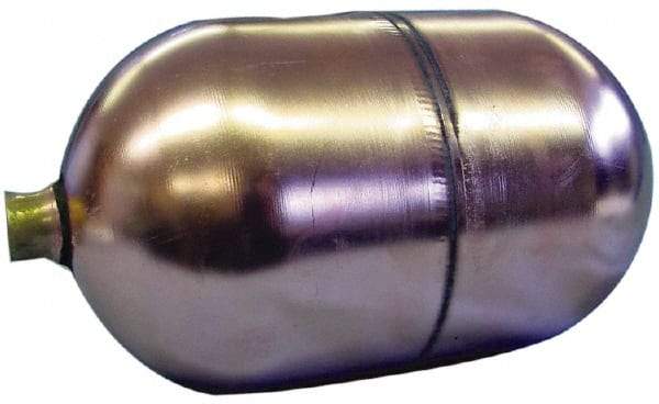 Made in USA - 3" Diam x 7" Long, Oblong, Round Spud Connection, Metal Float - 1/4-20 Thread, Stainless Steel, 150 Max psi, 25 Gauge - Apex Tool & Supply