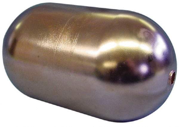 Made in USA - 6" Diam x 8" Long, Oblong, Tubed Through Connection, Metal Float - 3/8" Rod Thread, Copper, 25 Max psi, 21 Gauge - Apex Tool & Supply
