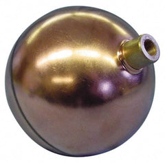 Made in USA - 12" Diam, Spherical, Round Spud Connection, Metal Float - 1/2" Straight Thread, Stainless Steel, 350 Max psi, 18 Gauge - Apex Tool & Supply