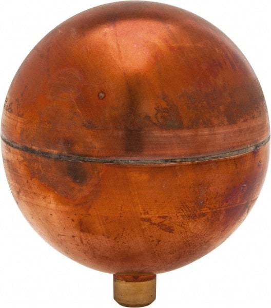 Made in USA - 3" Diam, Spherical, Round Spud Connection, Metal Float - 1/4-20 Thread, Copper, 25 Max psi, 24 Gauge - Apex Tool & Supply