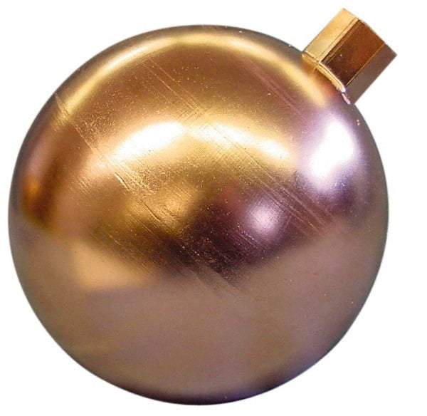 Made in USA - 9" Diam, Spherical, Round Spud Connection, Metal Float - 3/8 NPT Thread, Copper, 25 Max psi, 20 Gauge - Apex Tool & Supply