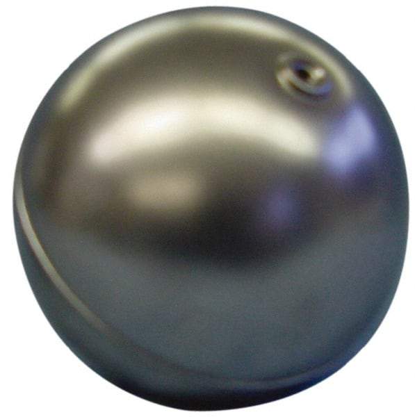 Made in USA - 2" Diam, Spherical, Internal Connection, Metal Float - 10-32 Thread, Stainless Steel, 850 Max psi, 25 Gauge - Apex Tool & Supply