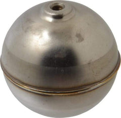 Made in USA - 2" Diam, Spherical, Internal Connection, Metal Float - 10-32 Thread, Stainless Steel, 1,000 Max psi, 22 Gauge - Apex Tool & Supply