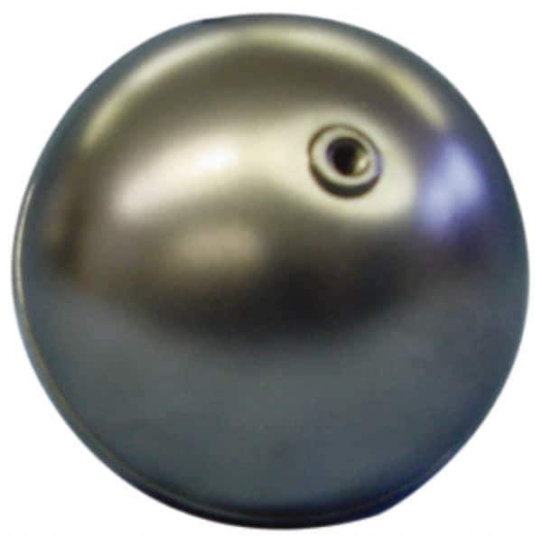Made in USA - 2-1/4" Diam, Spherical, Internal Connection, Metal Float - 1/4-20 Thread, Stainless Steel, 950 Max psi, 25 Gauge - Apex Tool & Supply