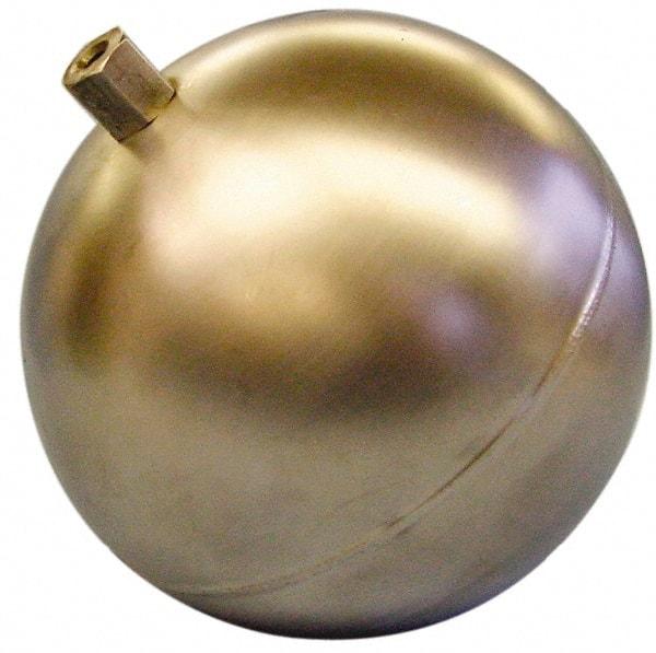 Made in USA - 4" Diam, Spherical, Hex Spud Connection, Metal Float - 1/8" Straight Thread, Stainless Steel, 650 Max psi, 21 Gauge - Apex Tool & Supply