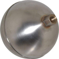 Made in USA - 3-1/2" Diam, Spherical, Hex Spud Connection, Metal Float - 1/8" Straight Thread, Stainless Steel, 700 Max psi, 24 Gauge - Apex Tool & Supply