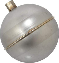 Made in USA - 4" Diam, Spherical, Hex Spud Connection, Metal Float - 1/4-20 Thread, Stainless Steel, 900 Max psi, 19 Gauge - Apex Tool & Supply
