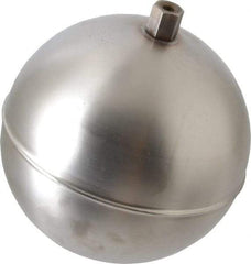 Made in USA - 5" Diam, Spherical, Hex Spud Connection, Metal Float - 1/4-20 Thread, Stainless Steel, 800 Max psi, 19 Gauge - Apex Tool & Supply