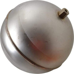 Made in USA - 6" Diam, Spherical, Hex Spud Connection, Metal Float - 1/4-20 Thread, Stainless Steel, 800 Max psi, 18 Gauge - Apex Tool & Supply