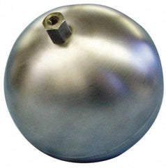 Made in USA - 12" Diam, Spherical, Hex Spud Connection, Metal Float - 1/4" Straight Thread, Stainless Steel, 500 Max psi, 14 Gauge - Apex Tool & Supply