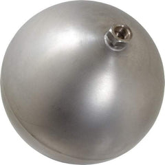 Made in USA - 8" Diam, Spherical, Hex Spud Connection, Metal Float - 3/8" Straight Thread, Stainless Steel, 450 Max psi, 21 Gauge - Apex Tool & Supply