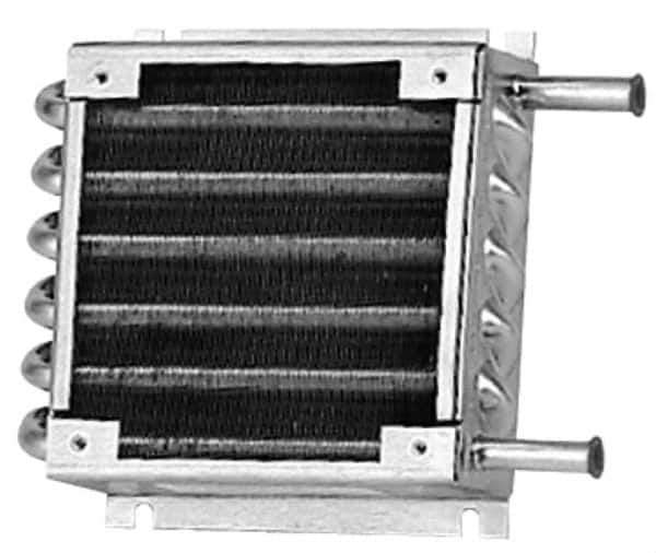 Lytron - 3/8" Tube OD, 1 Fan Mount, Liquid-To-Air Stainless Steel Tubed Process Equipment Heat Exchanger - Deionized Water Cooler, Corrosive Liquid Cooler, 5.8" High x 7.8" Wide x 1.8" Deep, 1,140 BTU/Hr, 400°F Max - Apex Tool & Supply