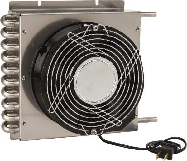 Lytron - 3/8" Tube OD, 1 Fan Mount, Liquid-To-Air Stainless Steel Tubed Process Equipment Heat Exchanger - Deionized Water Cooler, Corrosive Liquid Cooler, 9" High x 10.9" Wide x 2.5" Deep, 3,080 BTU/Hr, 400°F Max - Apex Tool & Supply