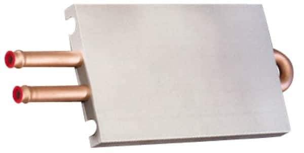 Lytron - 6" Long x 3-1/2" High, Beaded Connection Copper Tube Cold Plate - 3/8 OD Tube, 2-Pass Fluid Path, Water Cooling, 1/2" Thick - Apex Tool & Supply