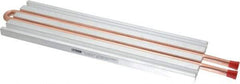 Lytron - 12" Long x 3-1/2" High, Straight Connection Copper Tube Cold Plate - 3/8 OD Tube, 2-Pass Fluid Path, Water Cooling, 1/2" Thick - Apex Tool & Supply