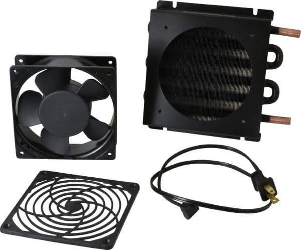 Lytron - 3/8" Tube OD, 1 Fan Mount, Liquid-To-Air Copper Tubed Process Equipment Heat Exchanger - Water Cooler, 6.6" High x 7.4" Wide x 1.3" Deep, 870 BTU/Hr, 400°F Max - Apex Tool & Supply