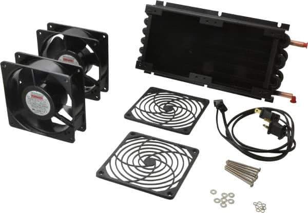 Lytron - 3/8" Tube OD, 2 Fan Mount, Liquid-To-Air Copper Tubed Process Equipment Heat Exchanger - Water Cooler, 5.8" High x 12.2" Wide x 1.8" Deep, 1,900 BTU/Hr, 400°F Max - Apex Tool & Supply