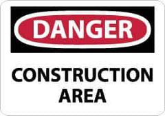 NMC - "Danger - Construction Area", 7" Long x 10" Wide, Rigid Plastic Safety Sign - Rectangle, 0.05" Thick, Use for Security & Admittance - Apex Tool & Supply