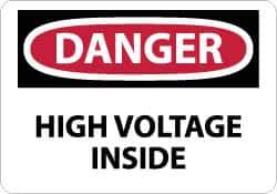 NMC - "Danger - High Voltage Inside", 10" Long x 14" Wide, Fiberglass Safety Sign - Rectangle, 0.095" Thick, Use for Accident Prevention - Apex Tool & Supply