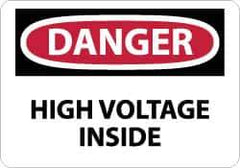 NMC - "Danger - High Voltage Inside", 10" Long x 14" Wide, Fiberglass Safety Sign - Rectangle, 0.095" Thick, Use for Accident Prevention - Apex Tool & Supply