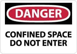 NMC - Accident Prevention Label, Header: DANGER - Legend: Danger - Confined Space - Do Not Enter, English, Red, Black & White, 5" Long x 3" High, Sign Muscle Finish - Apex Tool & Supply