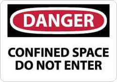 NMC - Accident Prevention Label, Header: DANGER - Legend: Danger - Confined Space - Do Not Enter, English, Red, Black & White, 5" Long x 3" High, Sign Muscle Finish - Apex Tool & Supply