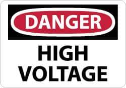 NMC - "Danger - High Voltage", 10" Long x 14" Wide, Fiberglass Safety Sign - Rectangle, 0.095" Thick, Use for Accident Prevention - Apex Tool & Supply