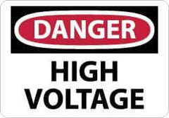NMC - "Danger - High Voltage", 10" Long x 14" Wide, Fiberglass Safety Sign - Rectangle, 0.095" Thick, Use for Accident Prevention - Apex Tool & Supply