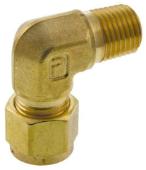 Parker - 5/8" OD, Brass Male Elbow - 2,000 Max Working psi, 7/8" Hex, Comp x MNPT Ends - Apex Tool & Supply